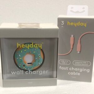 Heyday Donut Wall Charger with Pink USB-C Cable NWT